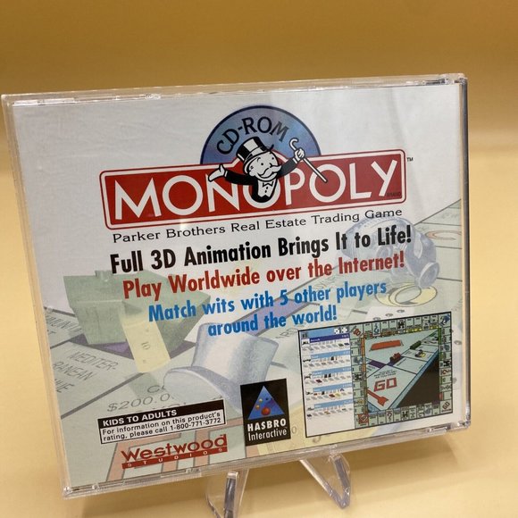 Monopoly CD Rom Hasbro Game - 1996- Pre-Owned - For Windows. - Picture 2 of 4